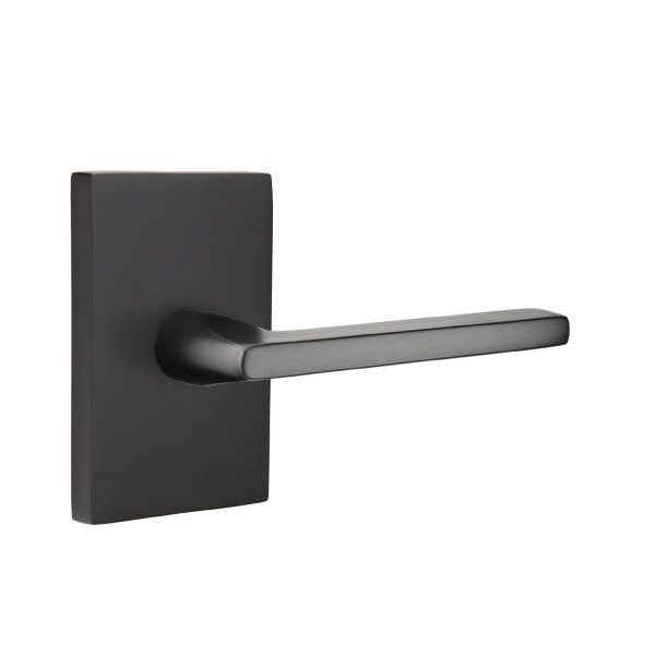 Emtek Helios Lever Left Hand 2-3/8 in Backset Privacy w/Modern Rectangular Rose for 1-1/4 in to 2 in Door - 5212HLOUS19LH