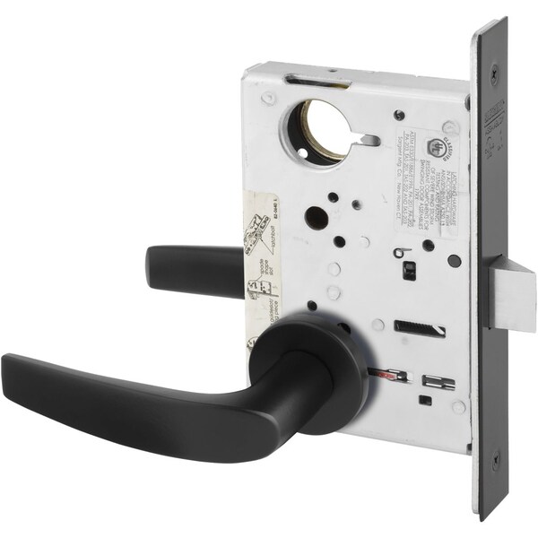 Sargent Grade 1 Passage or Closet Mortise Lock, B - Lever, LN - Rose, ASA Strike, Black Suede Powder Coat - 8215 LNB BSP