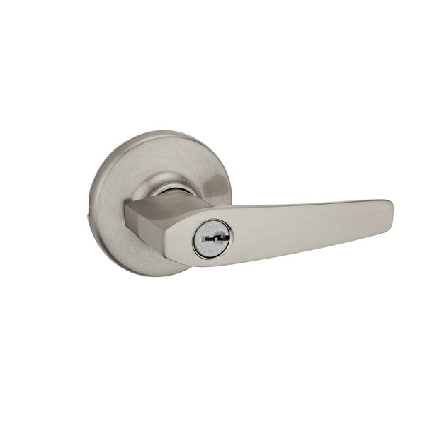 Kwikset Delta Lever Entry Door Lock with New Chassis and 6AL Latch and RCS Strike Satin Nickel Finish - 405DL-15