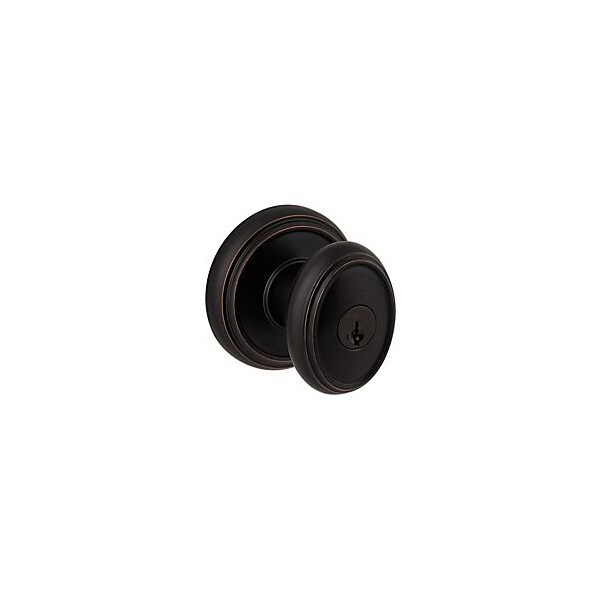 Baldwin Prestige Entry Carnaby Knob with Round Rose with 6AL Latch; RCS Strike; and Smart Key Venetian Bronze Finish - 354CYKRDB11PS