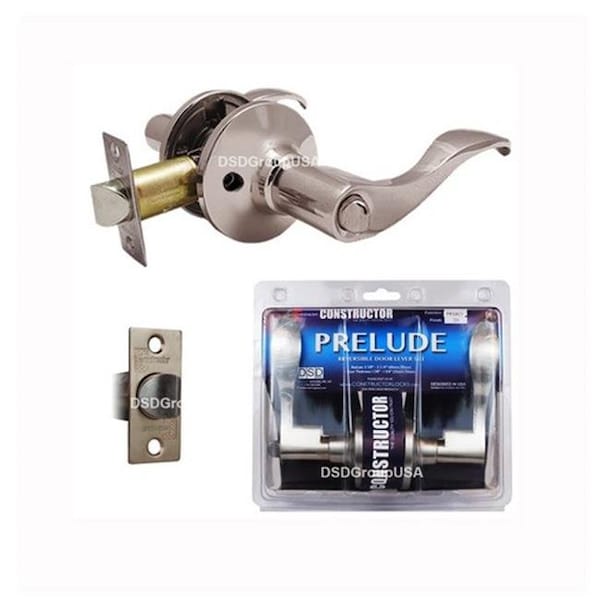 Constructor Constructor Prelude Privacy Lever Door Lock with Knob Handle Lockset; Satin Nickel Finish - CON-PRE-SN-BK