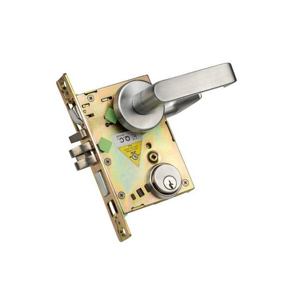Trans Atlantic Co. DXML Series Brushed Chrome Grade 1 Storeroom Mortise Lock Door Handle with Sectional Right-Handed Lever - DL-DXML80SSRH-US26D