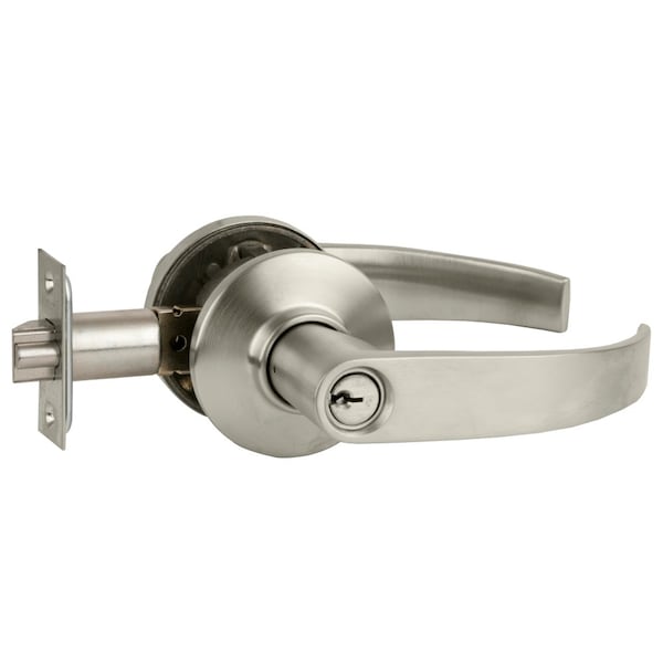Schlage Grade 2 Tubular Lock, Classroom Function, Key in Lever Cylinder, Neptune Lever, Satin Nickel Finish,  - S70PD NEP 619