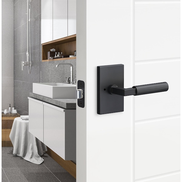 Sure-Loc Hardware Sure-Loc Hardware Levanto Privacy Rosette, Flat Black, Knurled Grip in Flat Black - LV102 FBL GRIP-KN FBL