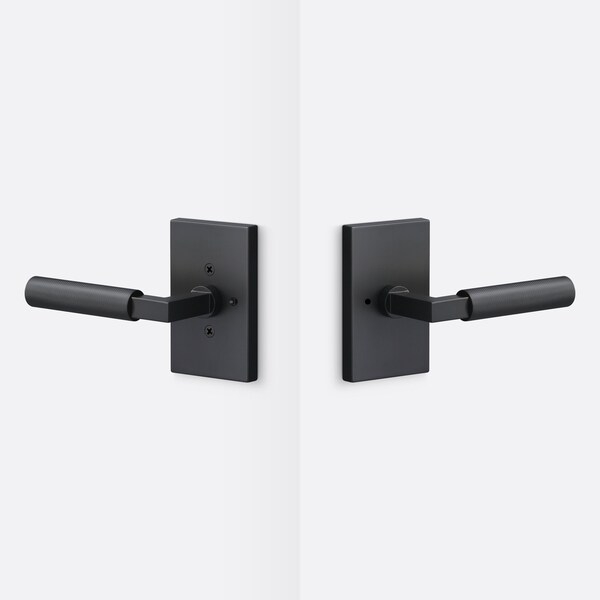 Sure-Loc Hardware Sure-Loc Hardware Levanto Privacy Rosette, Flat Black, Knurled Grip in Flat Black - LV102 FBL GRIP-KN FBL