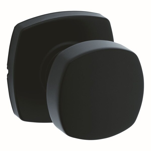 Kwikset Arroyo Knob with Midtown Rose Passage Door Lock with 6AL Latch and RCS Strike Matte Black Finish - 720AYKMDT-514