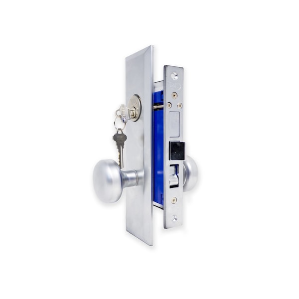 Premier Lock Satin Chrome Mortise Entry Left Hand Lock Set with 2.5 in. Backset and 2 SC1 Keys - ML01D