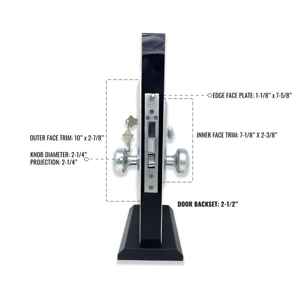 Premier Lock Satin Chrome Mortise Entry Left Hand Lock Set with 2.5 in. Backset and 2 SC1 Keys - ML01D