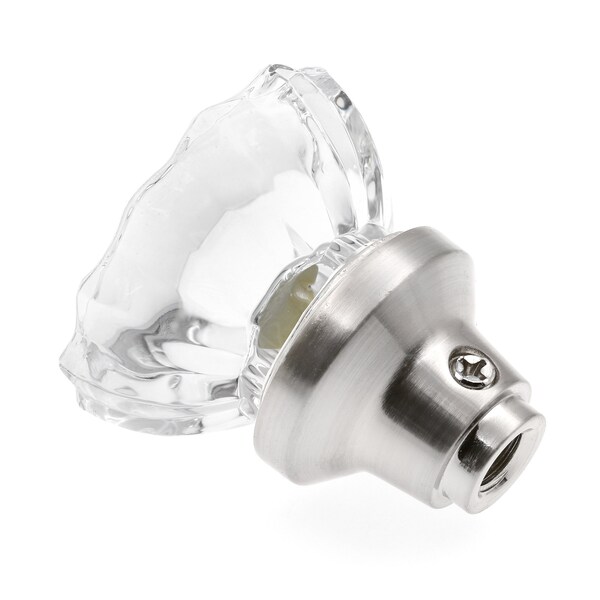 Prime-Line Passage Door Latch Set, Glass Knob with Latch Bolt Satin Nickel Finish, Vintage - E 28325