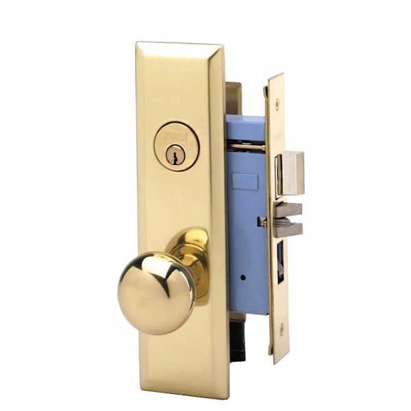 Marks Marks: 7NY10A MORTISE KNOB LOCKSET NEW YORKER - ENTRANCE - 1-1/4 X 8 - POLISHED BRASS - RIGHT HAND - MRK-7NY10A-3-RH