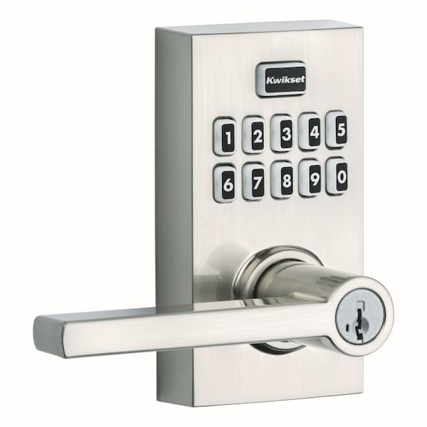 Kwikset Smartcode Keypad Electronic , Halifax Lever SmartKey , 6AL Latch, RCS Strike Satin Nickel Finish - 917HFL-15S