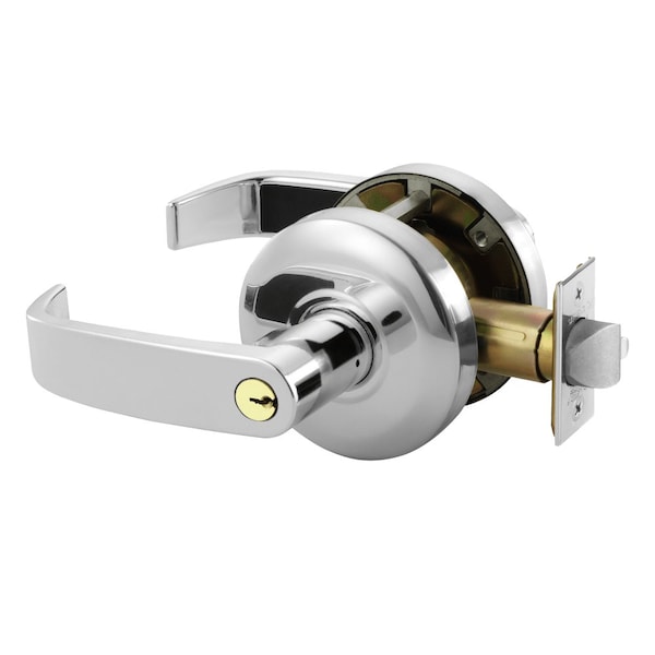 Sargent Grade 2 Storeroom/Closet Cylindrical Lock, L Lever, Conventional Cylinder, Bright Chrome Finish - 28-65G04 KL 26