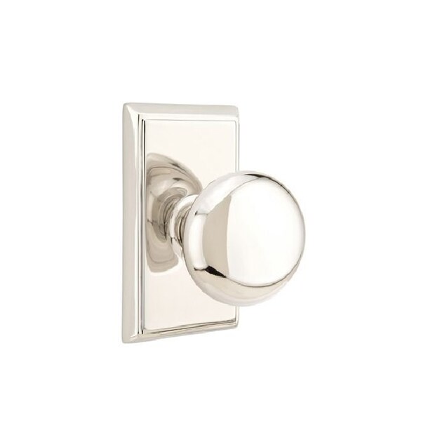 Emtek Providence Knob 2-3/8 in Backset Passage w/Rectangular Rose for 1-1/4 in to 2 in Door - 8121PUS14