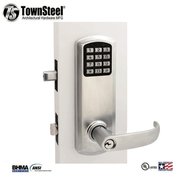 Townsteel E-Genius 2000 Series Grade 1 Interconnected Push Button Electronic Lock 4" On Center - Satin Chrome - TNS-EG2TT-SRH626-40WSC