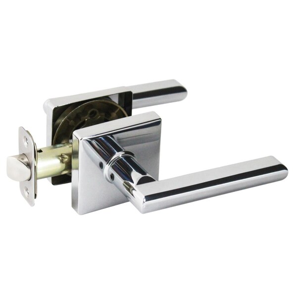 Pamex Onyx Lever with Square Rose Half Dummy Lockset Grade 3, Bright Chrome - FLS204