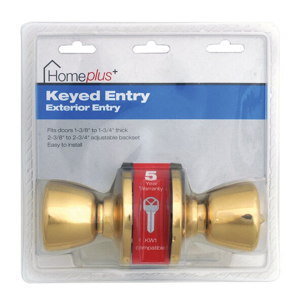 Home Plus Home Plus Polished Brass Entry Lockset 1-3/4 in. - LA2100