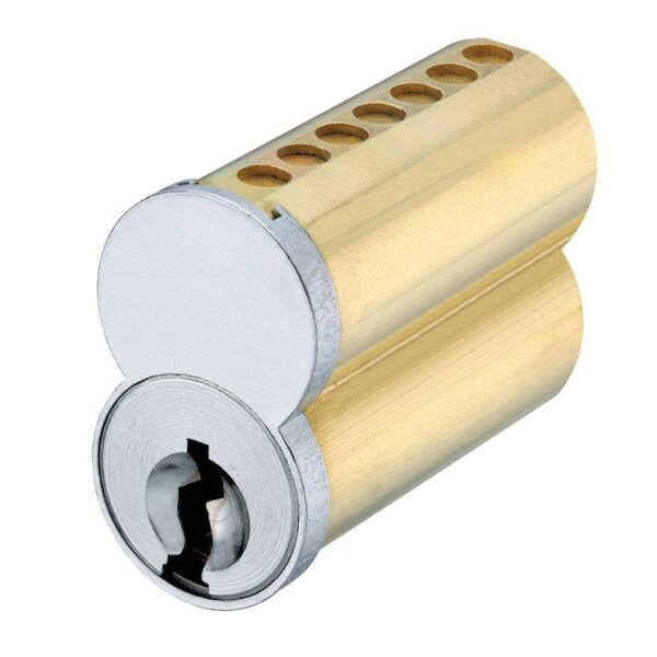 Medeco 7 Pin Uncombinated Small Format Interchangeable Core with 1C Keyway and Clip Retainer Satin Chrome - 337B01026A1CS