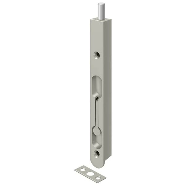 Deltana Flush Bolt, Zinc Satin Nickel 7" - 7FBZ15