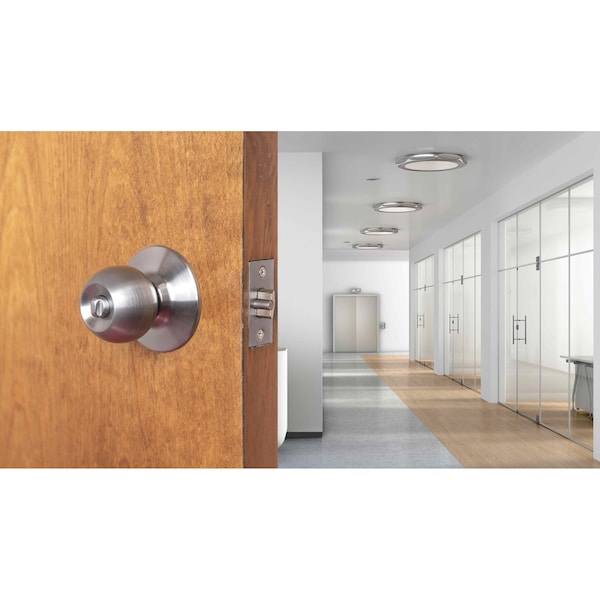 Global Door Controls GLC Series Brushed Chrome Grade 3 Commercial/Residential Entry Door Knob with Lock - GLC-5151B-626