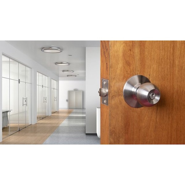Global Door Controls GLC Series Brushed Chrome Grade 3 Commercial/Residential Entry Door Knob with Lock - GLC-5151B-626
