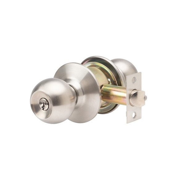 Global Door Controls GLC Series Brushed Chrome Grade 3 Commercial/Residential Entry Door Knob with Lock - GLC-5151B-626