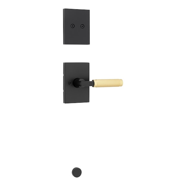 Kwikset Dummy Interior Prava Lever Trim with Satin Brass Grip with Rectangular Rose Matte Black Finish - 973PVLRCT-5144
