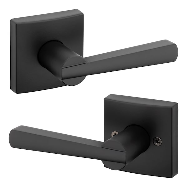 Baldwin Prestige Passage Spyglass Lever with Square Rose with 6AL Latch and RCS Strike Matte Black Finish - 352SPLSQR514