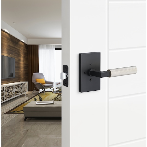 Sure-Loc Hardware Sure-Loc Hardware Levanto Privacy Rosette, Flat Black, Knurled Grip in Nickel - LV102 FBL GRIP-KN NI