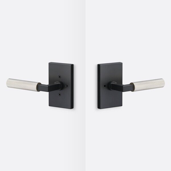 Sure-Loc Hardware Sure-Loc Hardware Levanto Privacy Rosette, Flat Black, Knurled Grip in Nickel - LV102 FBL GRIP-KN NI