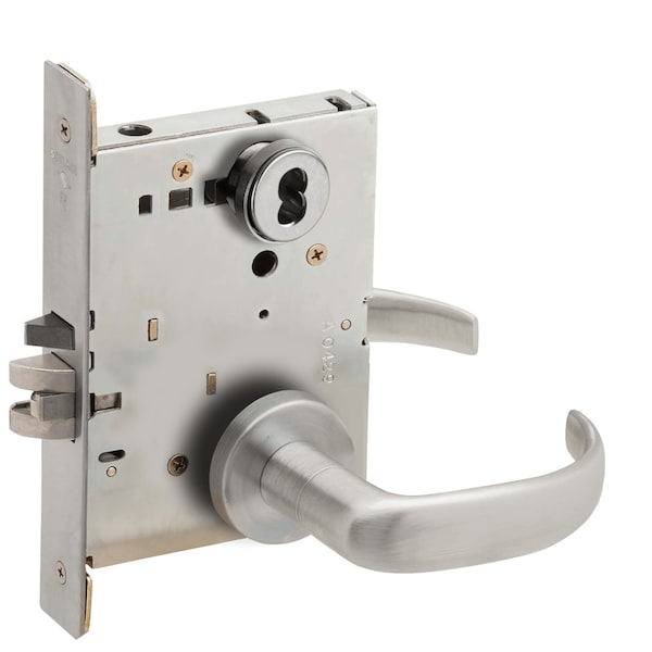 Schlage Grade 1 Storeroom Mortise Lock, SFIC Prep Less Core, 17 Lever, A Rose, Satin Chrome Finish - L9080B 17A 626