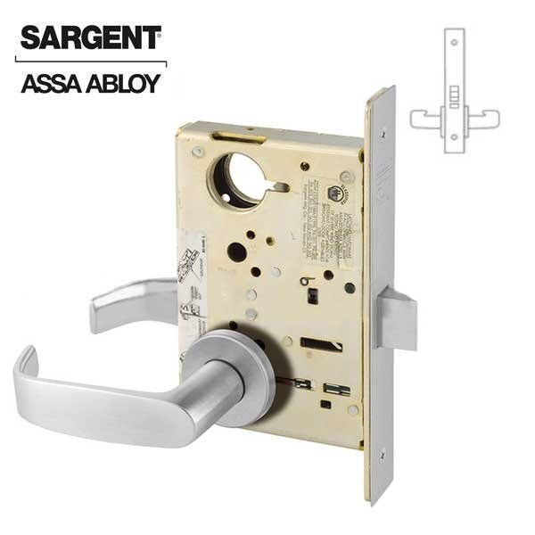 Sargent 8200 Series Mortise Lock Mechanical Passage or Closet LN Trim L Rose Satin Chrome Plated Finish - SRG-8215-LNL-26D