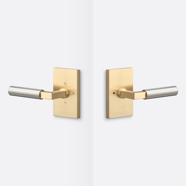 Sure-Loc Hardware Sure-Loc Hardware Levanto Privacy Rosette, Satin Brass, Smooth Grip in Nickel - LV102 SB GRIP-SM NI