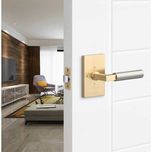 Sure-Loc Hardware Sure-Loc Hardware Levanto Privacy Rosette, Satin Brass, Smooth Grip in Nickel - LV102 SB GRIP-SM NI