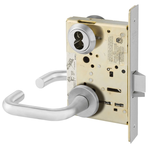 Sargent Classroom Mortise Lock, LN Rose, J Lever, SFIC Prep Less Core, Satin Chrome - 70-8237 LNJ 26D