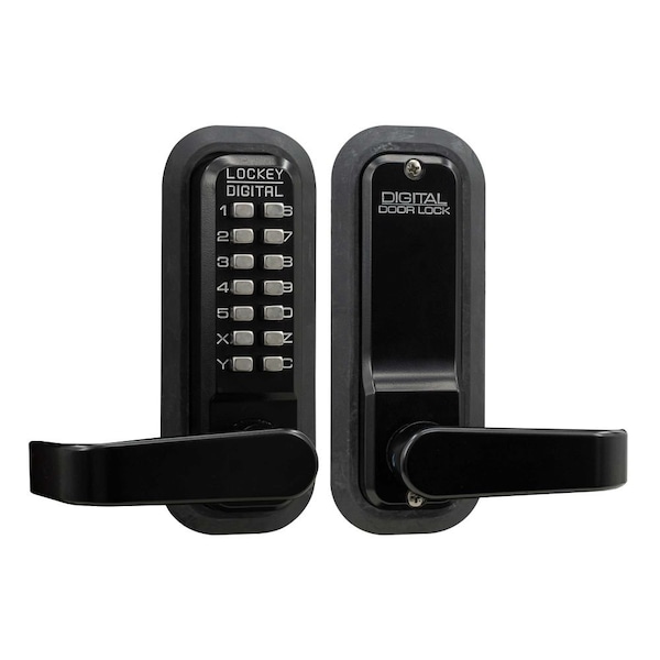 Lockey Usa Lockey Mechanical Keyless Lever Lock with Passage Function and Jet Black Finish - 2835JBMG