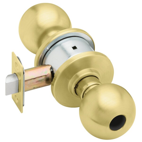 Schlage Grade 2 Storeroom Cylindrical Lock, Orbit Knob, Conventional Less Cylinder, Satin Brass Finish - A80LD ORB 606