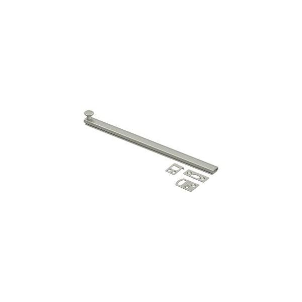 Deltana Surface Bolt, Concealed Screw, Heavy Duty Satin Nickel 12" - 12SBCS15