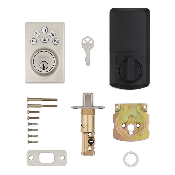 Kwikset Powerbolt 240 992400-004 Keypad Electronic Lock, 3 Grade, Zinc, Satin Nickel, KW1 Keyway - 240CNT15RBP4AL