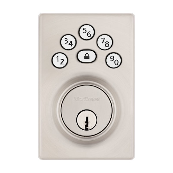 Kwikset Powerbolt 240 992400-004 Keypad Electronic Lock, 3 Grade, Zinc, Satin Nickel, KW1 Keyway - 240CNT15RBP4AL
