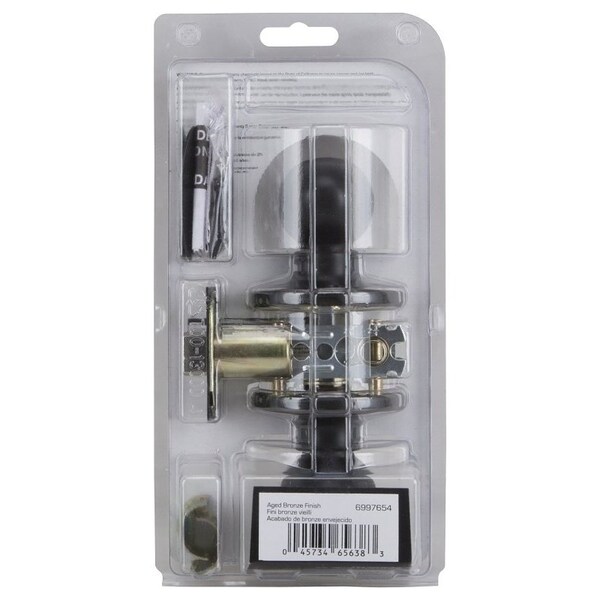 Prosource Passage Knob, Metal, Aged Bronze, 2-3/8, 2-3/4 in Backset, 1-3/4 to 1-3/8 in Thick Door - TYLX730V-PS