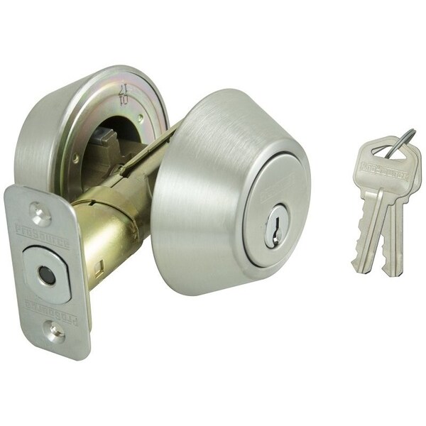 Prosource Deadbolt, 3 Grade, Stainless Steel, 2-3/8 to 2-3/4 in Backset, KW1 Keyway - D262-RU5B