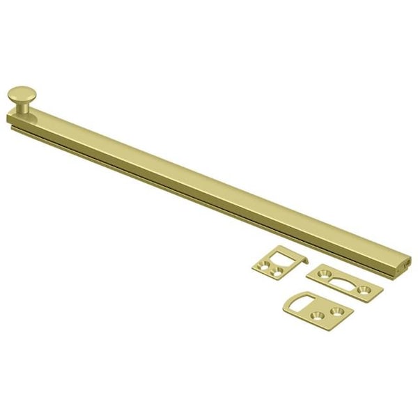 Deltana Surface Bolt, Concealed Screw, Heavy Duty Bright Brass 12" - 12SBCS3
