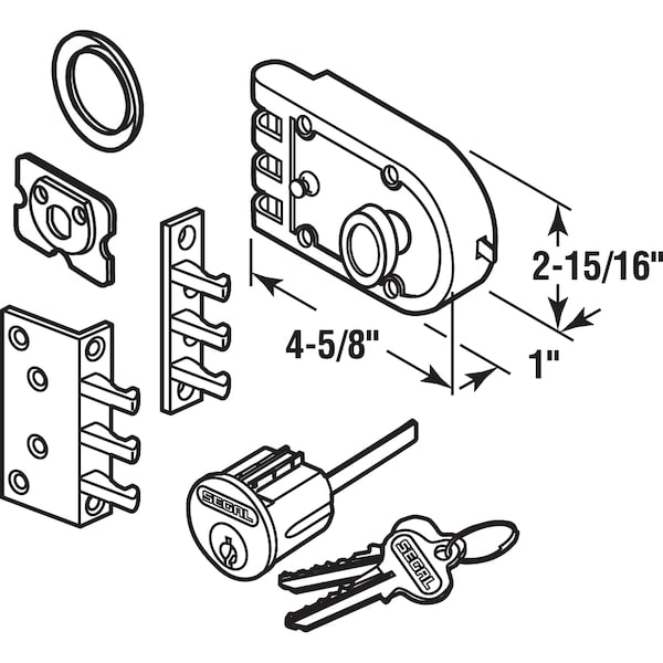 Prime-Line Single Cylinder Deadbolt Brass Slam Lock with Flat and Angle Strikes Single Pack - SE 14326