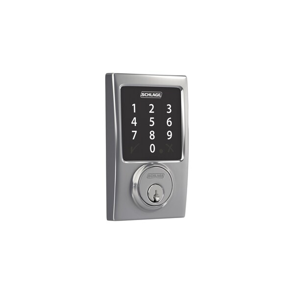 Schlage Residential Century Connected Touchscreen Deadbolt with Z-Wave Technology C Keyway with 12342 Latch and - BE468ZPCEN625