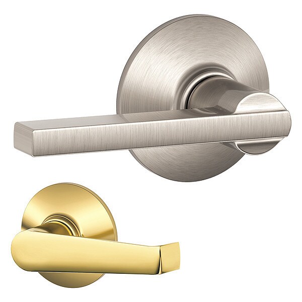 Schlage Residential Lever Lockset, Bright Brass/Satin Nickel - F10 LAT 619 ELA 605