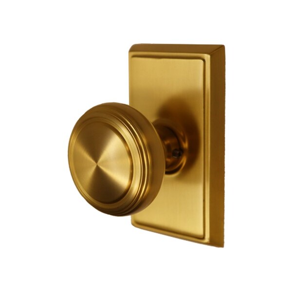 Emtek Norwich Knob Dummy Pair with Rectangular Rose for 1-1/4 in to 2 in Door Satin Brass Finish - 8521NWUS4