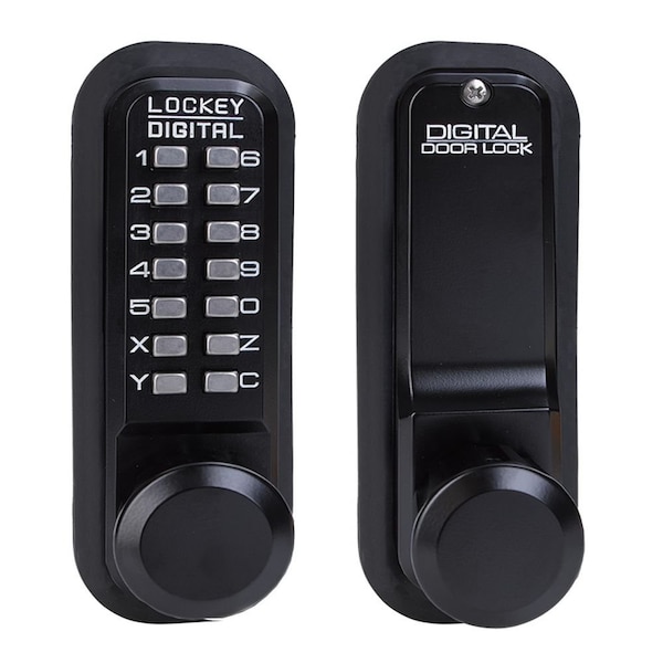 Lockey Usa Mechanical Keyless Knob Lock, Single Sided, 2830, Jet Black - 2830JBMG