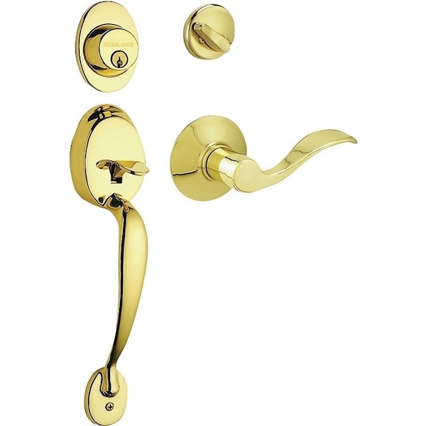 Schlage Plymouth Series Handleset, 1 Grade, Keyed Different Key, Solid Brass, Brass, C Keyway - F60V PLY/ACC 505