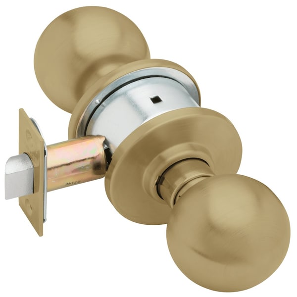 Schlage Grade 2 Passage Cylindrical Lock, Orbit Knob, Non-Keyed, Antique Brass Finish, Non-handed - A10S ORB 609