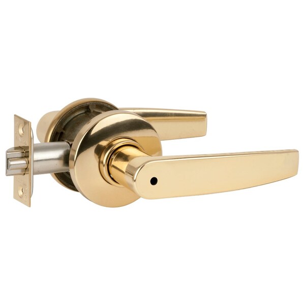 Schlage Grade 2 Tubular Lock, Privacy Function, Non-Keyed, Jupiter Lever, Bright Brass Finish, Non-Handed - S40D JUP 605
